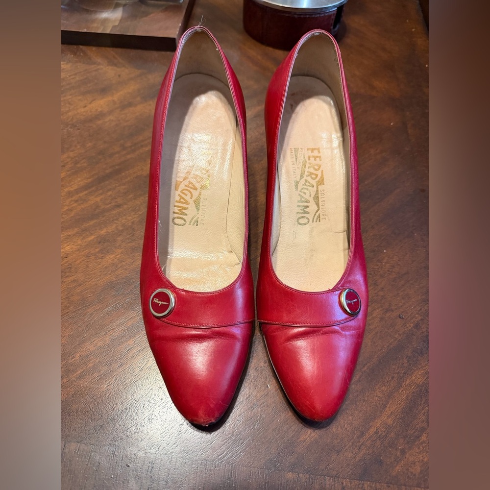 Salvatore Ferragamo Red Leather Heels